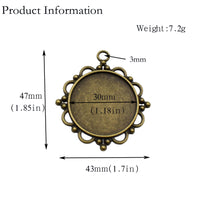 5pcs 30mm Bronze Bezel Pendant Trays,30mm Circle Settings 2 Colors Available-b2054