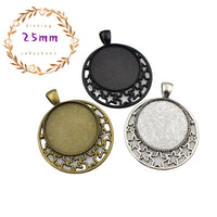 5pcs 25mm Round Cameo Cabochon Base Setting,Pendants,3 Colors Available-b2076