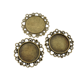 5pcs 25mm Cameo Cabochon Base Setting,Tray Pendants,1inch (25mm) Round Blank Findings Trays 2 Colors Available-b2095