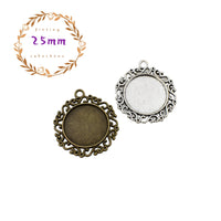 5pcs 25mm Round Blank Pendant Trays ,Round Bezel Cabochon Settings,Fits 25mm round Cabochons 2 Colors Available-b2116