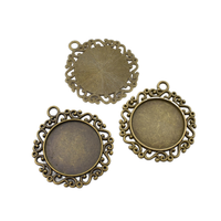 5pcs 25mm Round Blank Pendant Trays ,Round Bezel Cabochon Settings,Fits 25mm round Cabochons 2 Colors Available-b2116