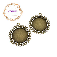 5pcs 25mm Round Bezel Pendant Trays, Vintage Style,Fits 1Inch Round Cabochons,Antique Bronze Tone-b2158