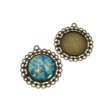 5pcs 25mm Round Bezel Pendant Trays, Vintage Style,Fits 1Inch Round Cabochons,Antique Bronze Tone-b2158