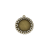 5pcs 25mm Round Bezel Pendant Trays, Vintage Style,Fits 1Inch Round Cabochons,Antique Bronze Tone-b2158