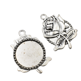 2pcs 30mm Round Bezel Pendants, Rose Charm Setting Trays 2 Colors Available-b2171