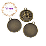 5pcs 25mm Round Cabochon Setting With Birds Pattern Back,1inch (25mm) Round Blank Trays,Antique Bronze Tone-b2175