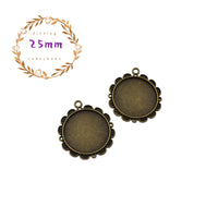 5pcs 25mm Cameo Cabochon Base Setting Pendants,1inch (25mm) Round Blank Findings Trays,Antique Bronze Tone-b2193