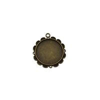 5pcs 25mm Cameo Cabochon Base Setting Pendants,1inch (25mm) Round Blank Findings Trays,Antique Bronze Tone-b2193