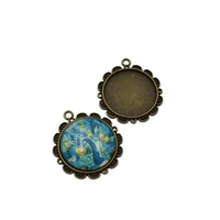 5pcs 25mm Cameo Cabochon Base Setting Pendants,1inch (25mm) Round Blank Findings Trays,Antique Bronze Tone-b2193