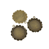 5pcs 25mm Cameo Cabochon Base Setting Pendants,1inch (25mm) Round Blank Findings Trays,Antique Bronze Tone-b2193