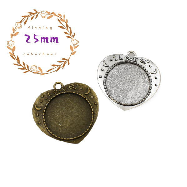 5pcs 25mm Round Bronze Bezel Pendant Trays,1 Inch Circle DIY Photo Keepsakes 2 Colors Available-b2221