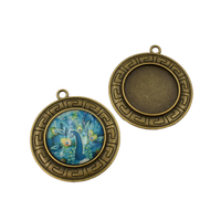 5pcs 25mm Circle Bezel Blanks,Cameo Cabochon Base Setting Pendants,Antique Bronze Tone-b2222