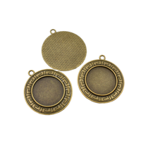 5pcs 25mm Circle Bezel Blanks,Cameo Cabochon Base Setting Pendants,Antique Bronze Tone-b2222