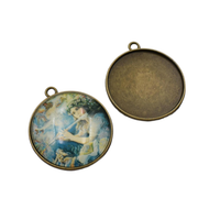 5pcs 30mm Circle Blank Bezels,Cameo Cabochon Base Setting Pendants,Antique Bronze Tone-b2223