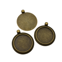 5pcs 25mm Bronze Circle Bezel Blanks,1 Inch Cameo Cabochon Base Setting Pendants-b2226