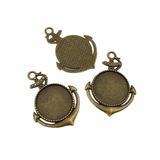 5pcs 25mm Round Bronze Bezel Pendant Trays,Anchor Charms,1 Inch Circle DIY Photo Keepsakes 2 Colors Available-b2230