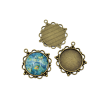 5pcs 25mm Antique Bronze Cameo Cabochon Base Setting Pendants,1inch (25mm) Round Blank Findings Trays 2 Colors Available-b2238