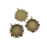 5pcs 25mm Antique Bronze Cameo Cabochon Base Setting Pendants,1inch (25mm) Round Blank Findings Trays 2 Colors Available-b2238