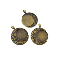 5pcs 25mm Bronze Bezel Pendant Trays,1 Inch Circle Settings 2 Colors Available-b2246