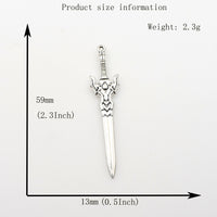 8PCS Wing Sword Charms,Antique Silver Tone Double Sided-RS1361