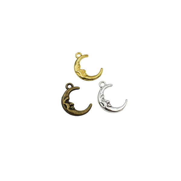 15PCS Moon Face Charms,3 Colors Available-RS306