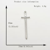 6PCS Big Sword Charms,Antique Silver Tone Double Sided-RS9082