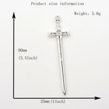 6PCS Big Sword Charms,Antique Silver Tone Double Sided-RS9321