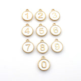 10PCS Number Charms 0-9,White Enamel Charms Double Sided-RS1225