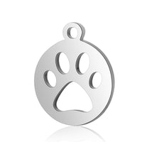 4PCS Round Bear Foot Charms,Double Sided Stainless Steel-SS1001