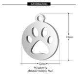 4PCS Round Bear Foot Charms,Double Sided Stainless Steel-SS1001