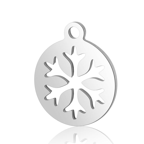 4PCS Hollow Snow Charms,Double Sided Stainless Steel-SS1002