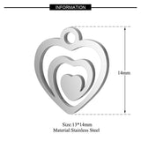 4PCS Multi Layer Love Charms,Double Sided Stainless Steel-SS1003