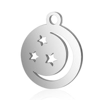 4PCS Moon and Star Charms,Double Sided Stainless Steel-SS1004