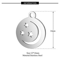 4PCS Moon and Star Charms,Double Sided Stainless Steel-SS1004