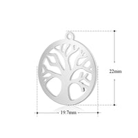 4PCS Round Tree Charms,Double Sided Stainless Steel-SS1005