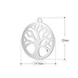 4PCS Round Tree Charms,Double Sided Stainless Steel-SS1005