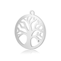 4PCS Round Tree Charms,Double Sided Stainless Steel-SS1005