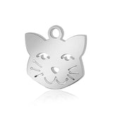 4PCS Cat Head Charms,Double Sided Stainless Steel-SS1007