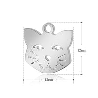 4PCS Cat Head Charms,Double Sided Stainless Steel-SS1007