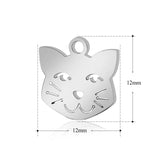 4PCS Cat Head Charms,Double Sided Stainless Steel-SS1007