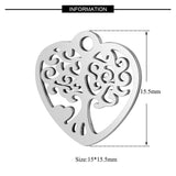 4PCS Heart Tree Charms,Double Sided Stainless Steel-SS1008