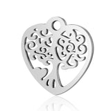 4PCS Heart Tree Charms,Double Sided Stainless Steel-SS1008