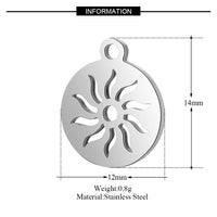 4PCS Sun Charms,Double Sided Stainless Steel-SS1009