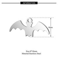 4PCS Bat Charms,Double Sided Stainless Steel-SS1013