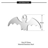 4PCS Bat Charms,Double Sided Stainless Steel-SS1013