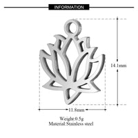 4PCS Lotus Charms,Double Sided Stainless Steel-SS1014