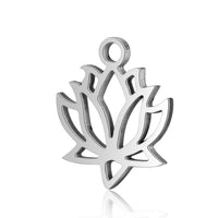 4PCS Lotus Charms,Double Sided Stainless Steel-SS1014