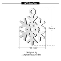 4PCS Snowflake Charms,Double Sided Stainless Steel-SS1016