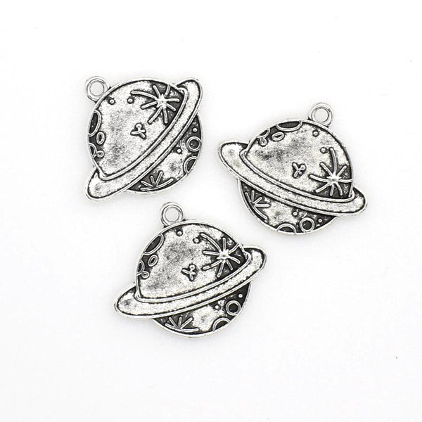 10PCS Spider Planet Charms,Antique Silver Tone-RS1123