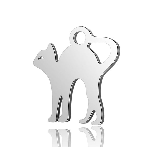 4PCS Angry Cat Charms,Double Sided Stainless Steel-SS1031